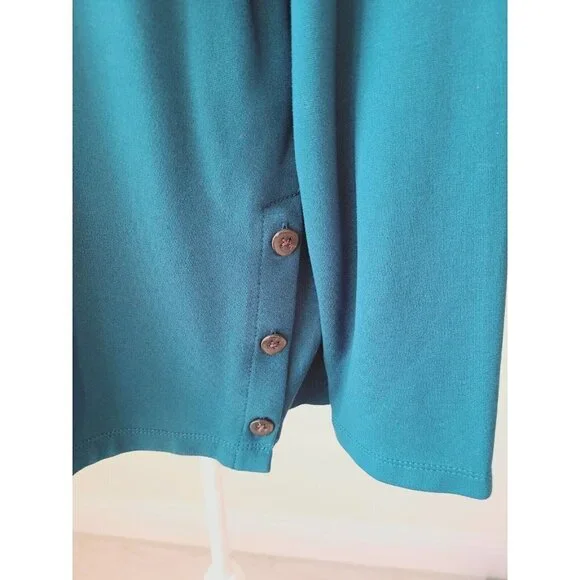 J. Jill Women's Ponte Knit Teal Blue/Green Tunic SZ XL With Side Buttons - Picture 2 of 14